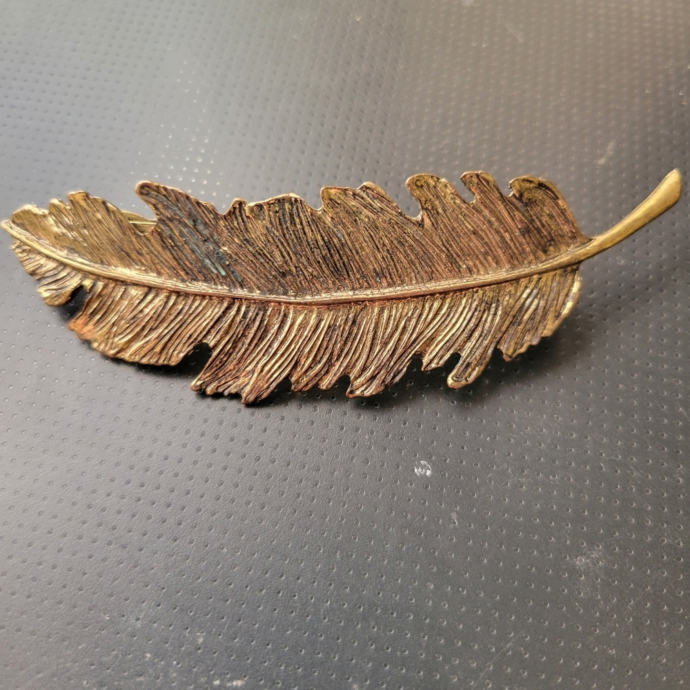 Gold Feather Brooch